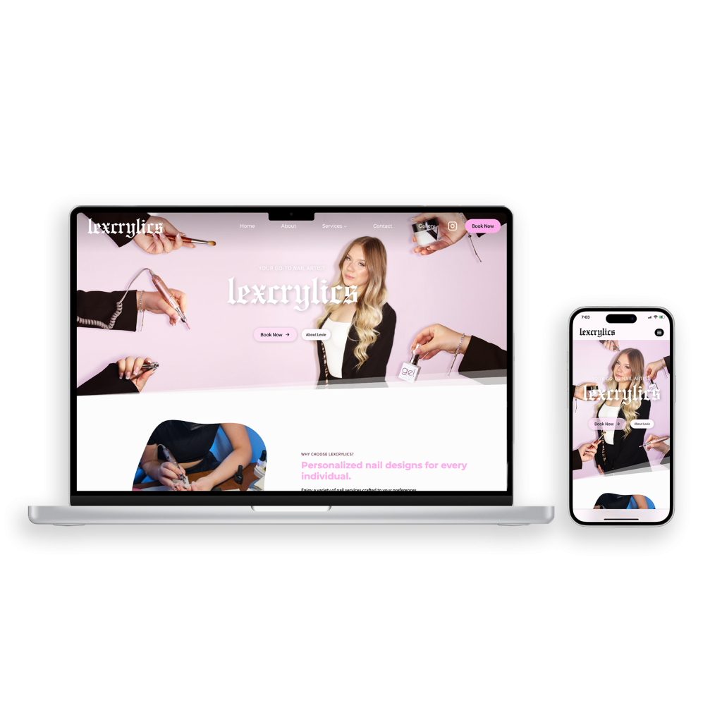 Lexcrylics website shown on a laptop and mobile screen